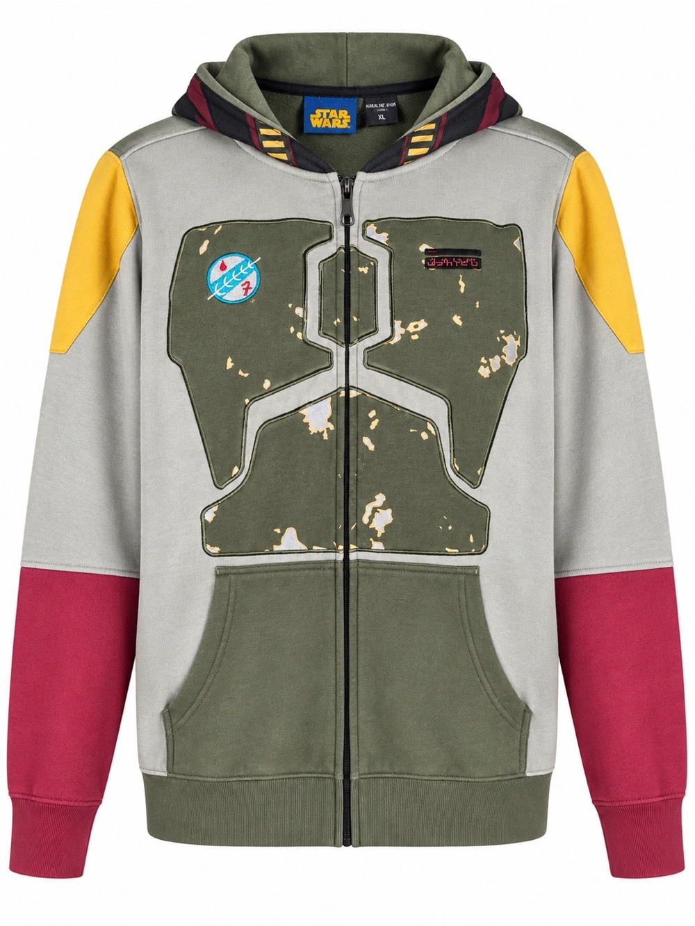 Star Wars Kids Olive, Gray, Yellow & Red Boba Fett Zip Hoodie
